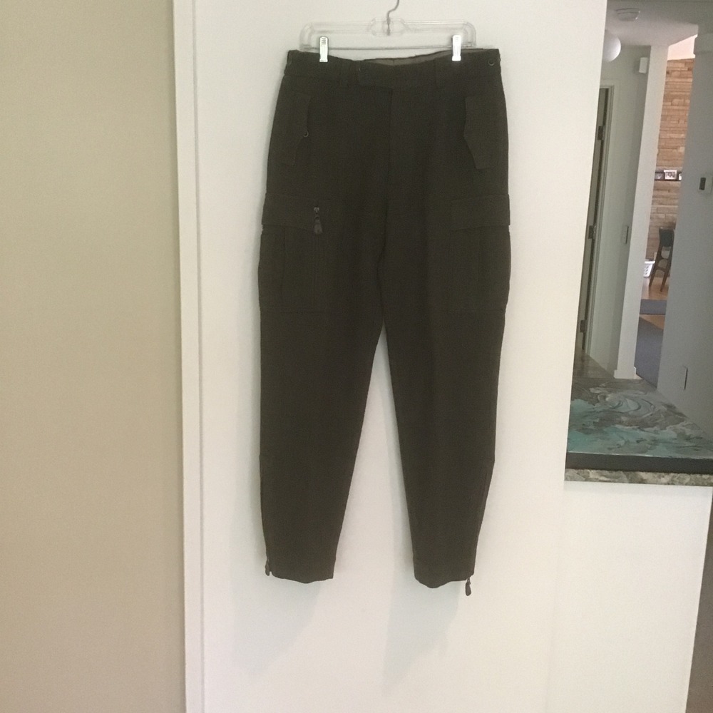 Polo Ralph Lauren 36x34 Wool Herringbone Cargo Field Pants Olive Green AS IS